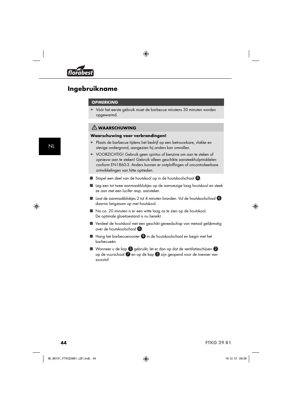 Ingebruikname | Florabest FTKG 29 B1 User Manual | Page 47 / 64