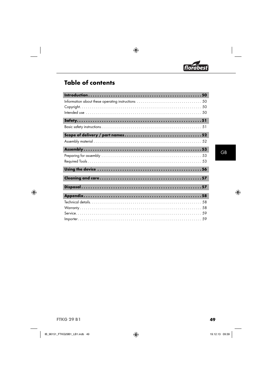 Florabest FTKG 29 B1 User Manual | Page 52 / 64