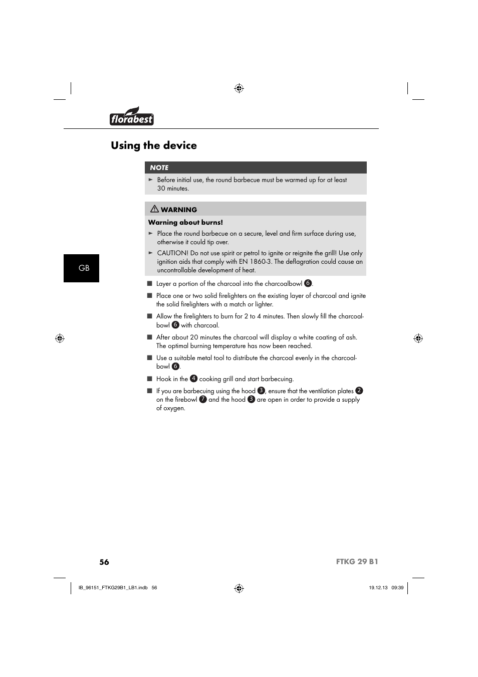 Using the device | Florabest FTKG 29 B1 User Manual | Page 59 / 64