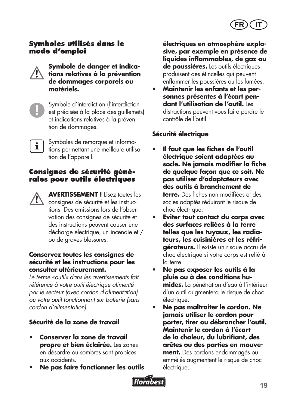 It fr | Florabest FHT 600 B2 User Manual | Page 19 / 54