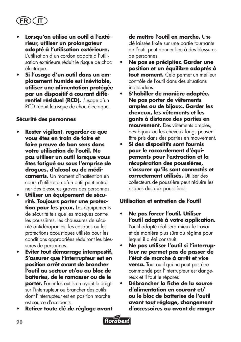 Fr it | Florabest FHT 600 B2 User Manual | Page 20 / 54