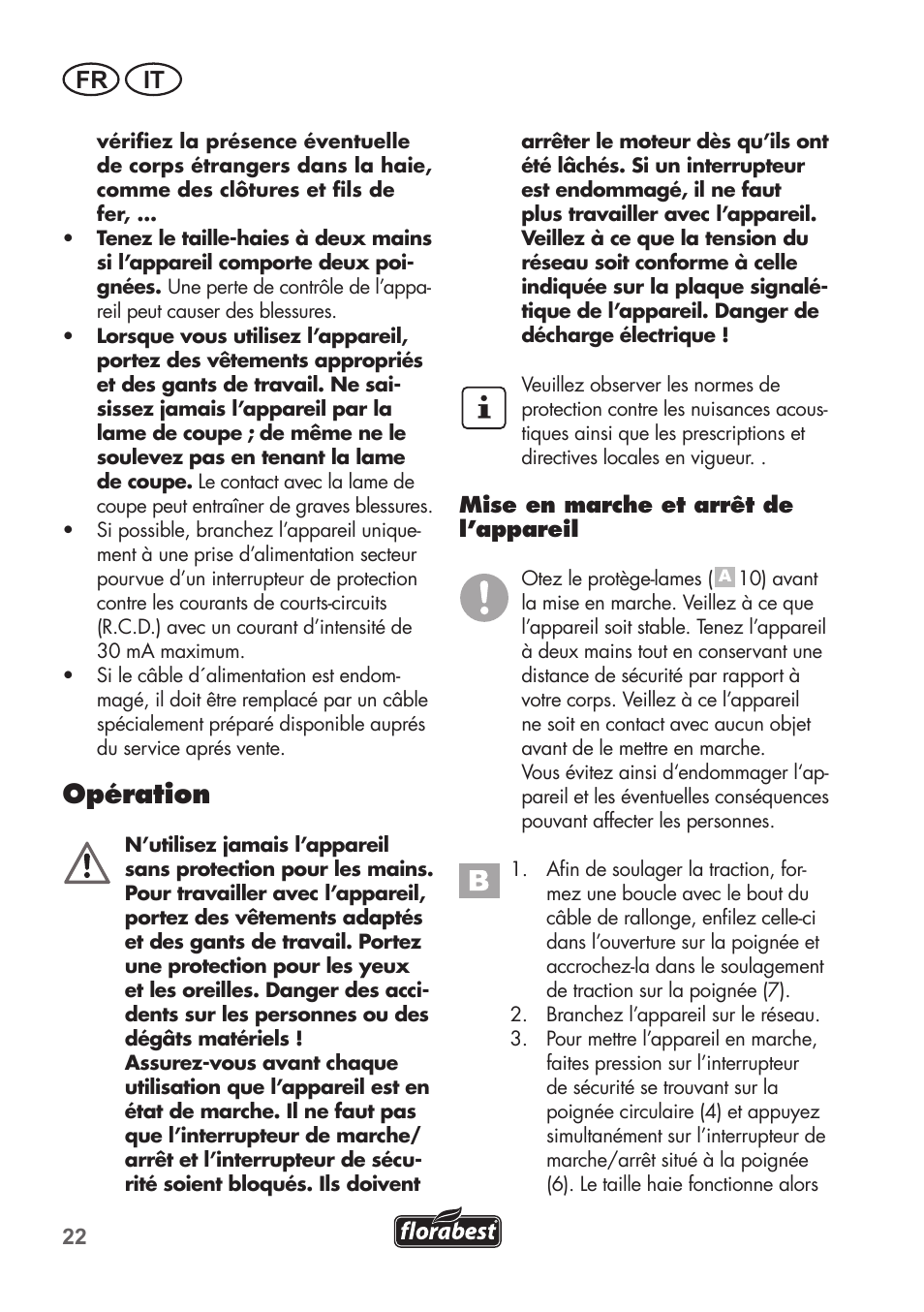 Opération, Fr it | Florabest FHT 600 B2 User Manual | Page 22 / 54