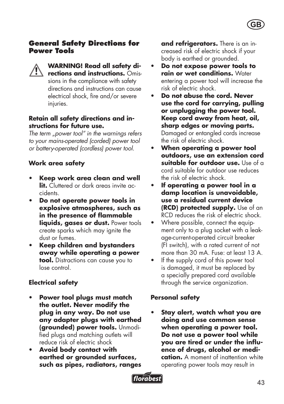 Florabest FHT 600 B2 User Manual | Page 43 / 54