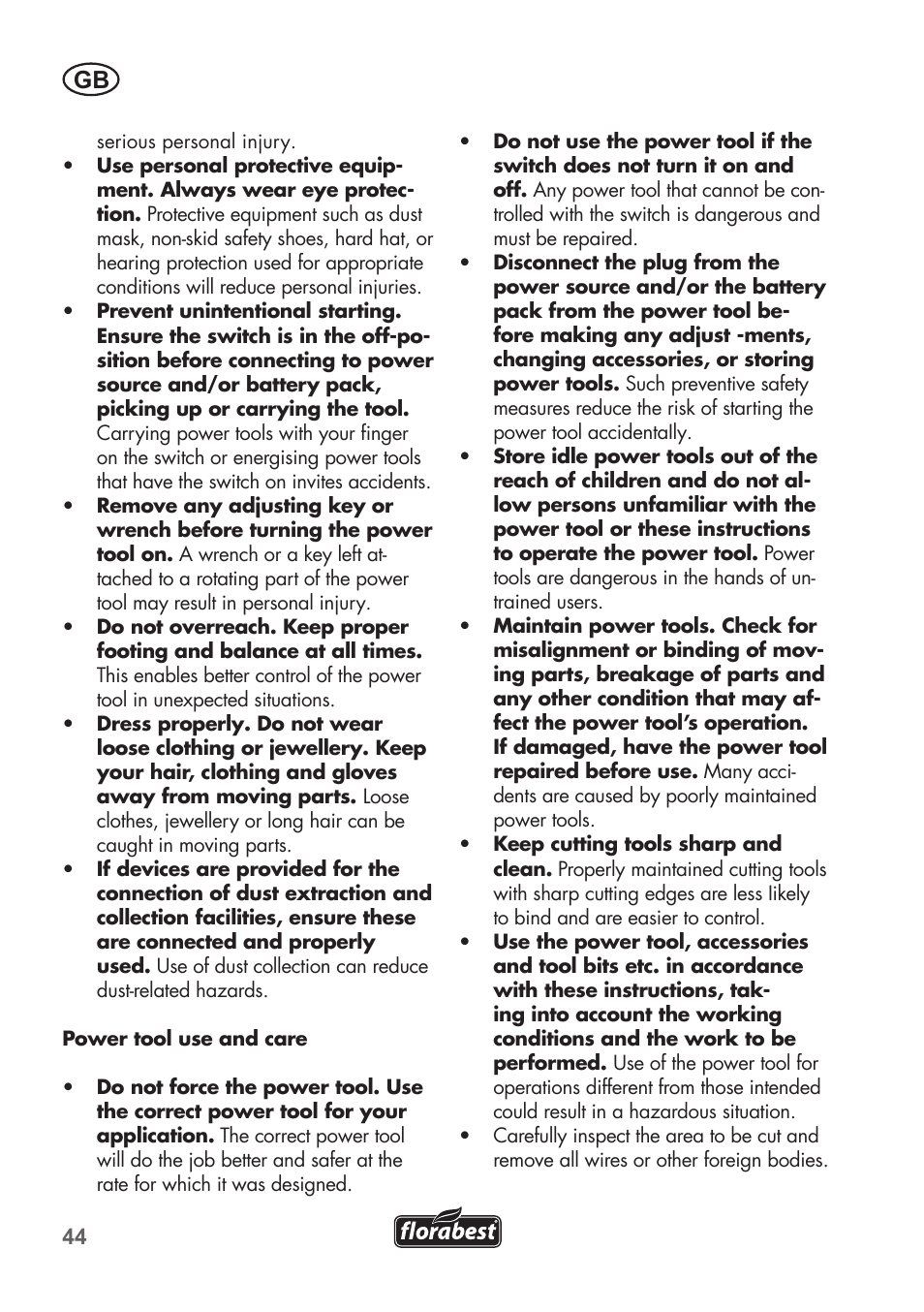 Florabest FHT 600 B2 User Manual | Page 44 / 54