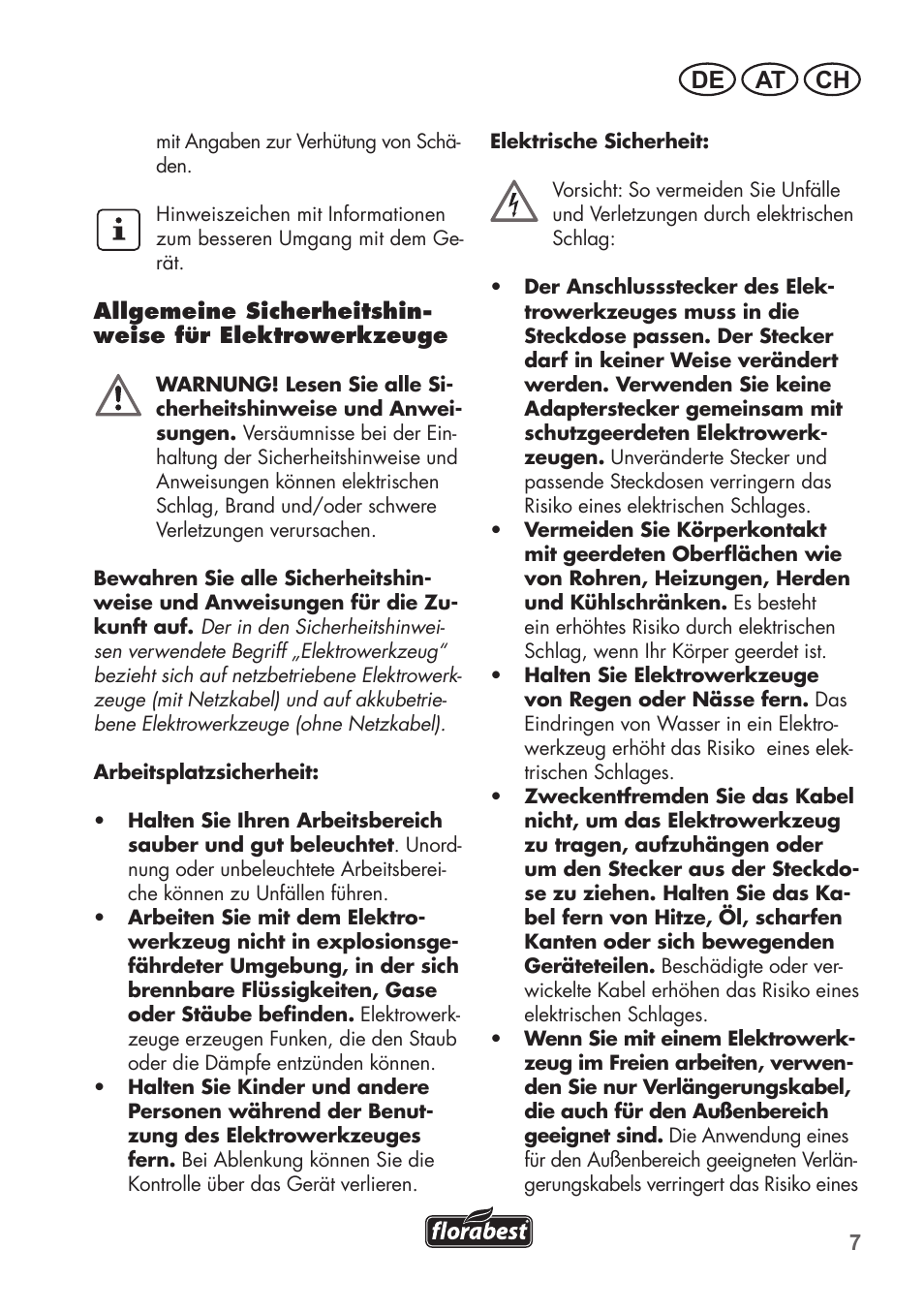 De at ch | Florabest FHT 600 B2 User Manual | Page 7 / 54