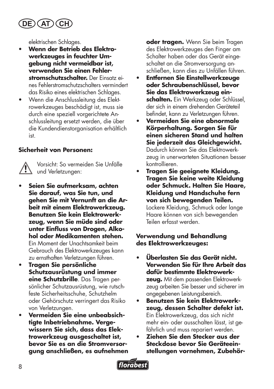 De at ch | Florabest FHT 600 B2 User Manual | Page 8 / 54