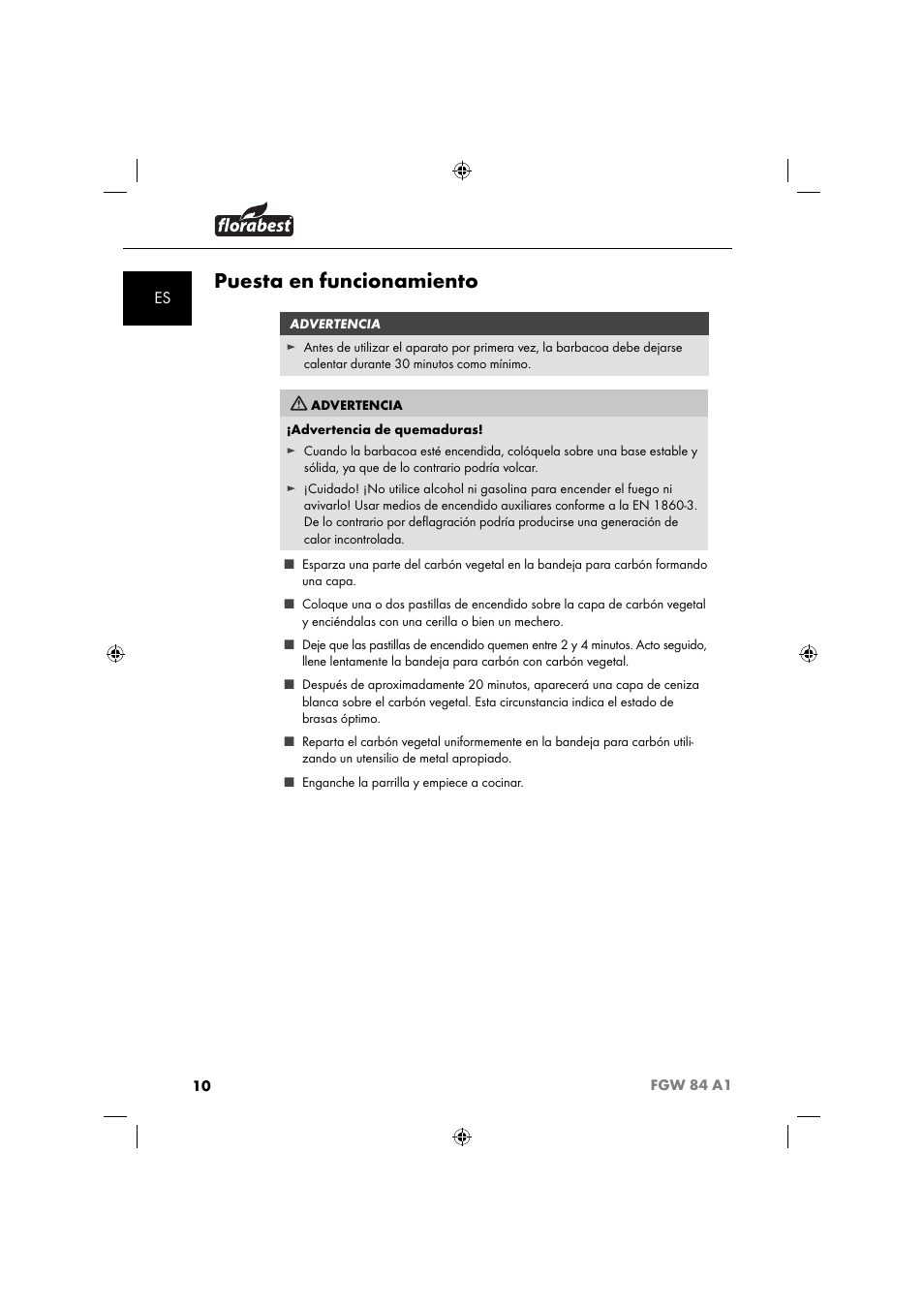 Puesta en funcionamiento | Florabest FGW 84 A1 User Manual | Page 13 / 64