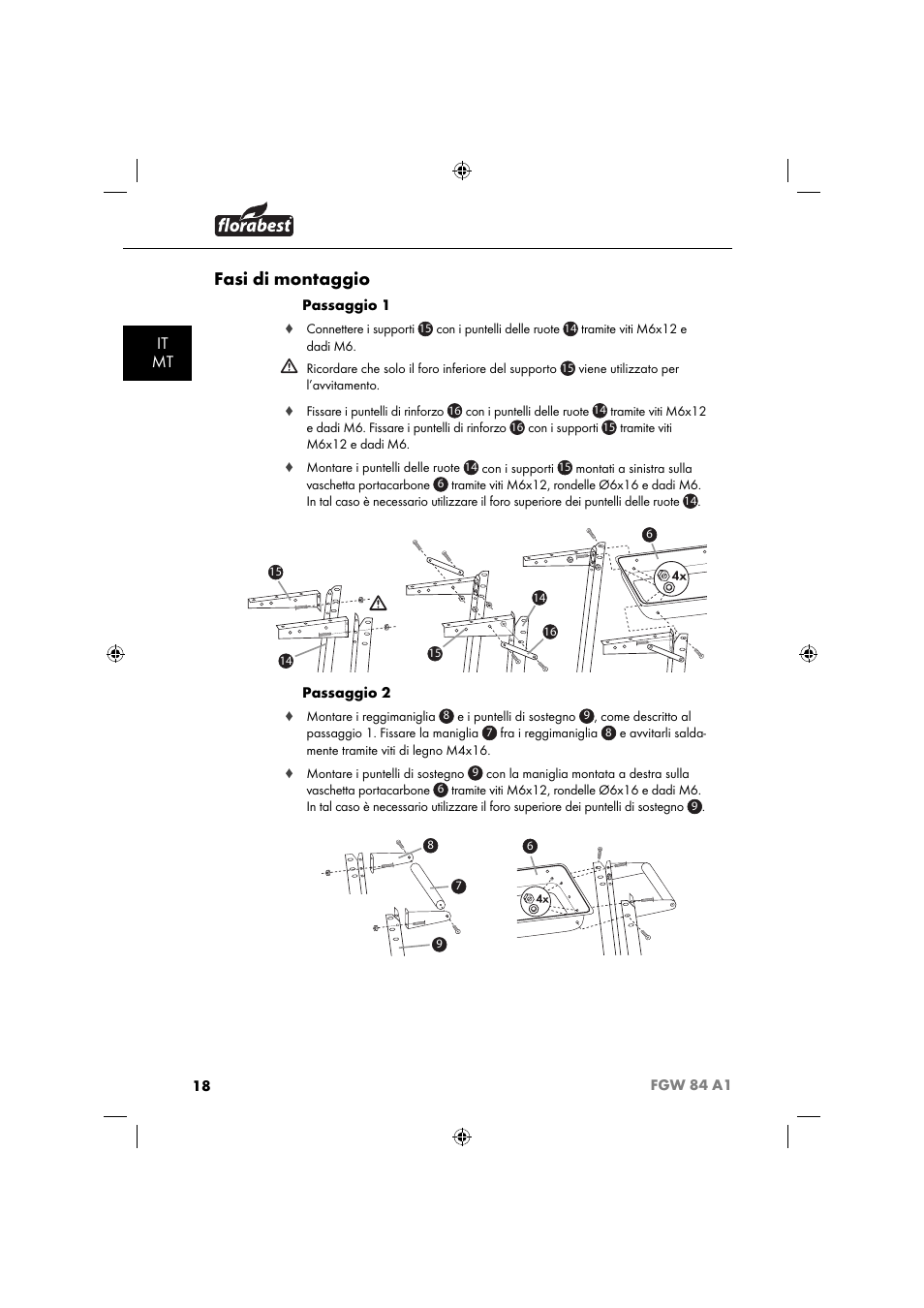 Fasi di montaggio, It mt | Florabest FGW 84 A1 User Manual | Page 21 / 64