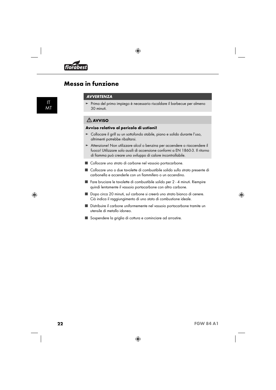 Messa in funzione, It mt | Florabest FGW 84 A1 User Manual | Page 25 / 64