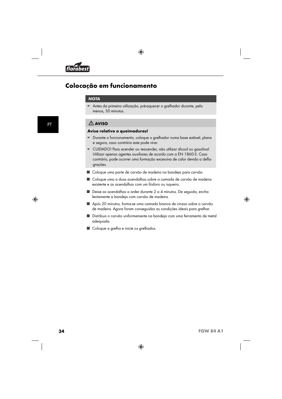 Colocação em funcionamento | Florabest FGW 84 A1 User Manual | Page 37 / 64