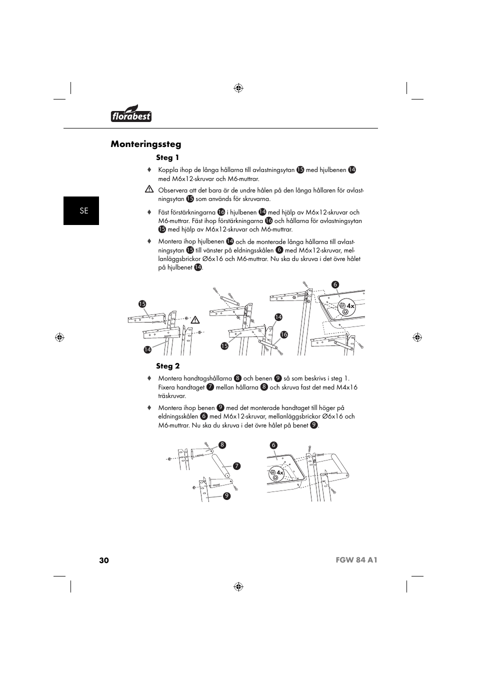 Monteringssteg | Florabest FGW 84 A1 User Manual | Page 33 / 88