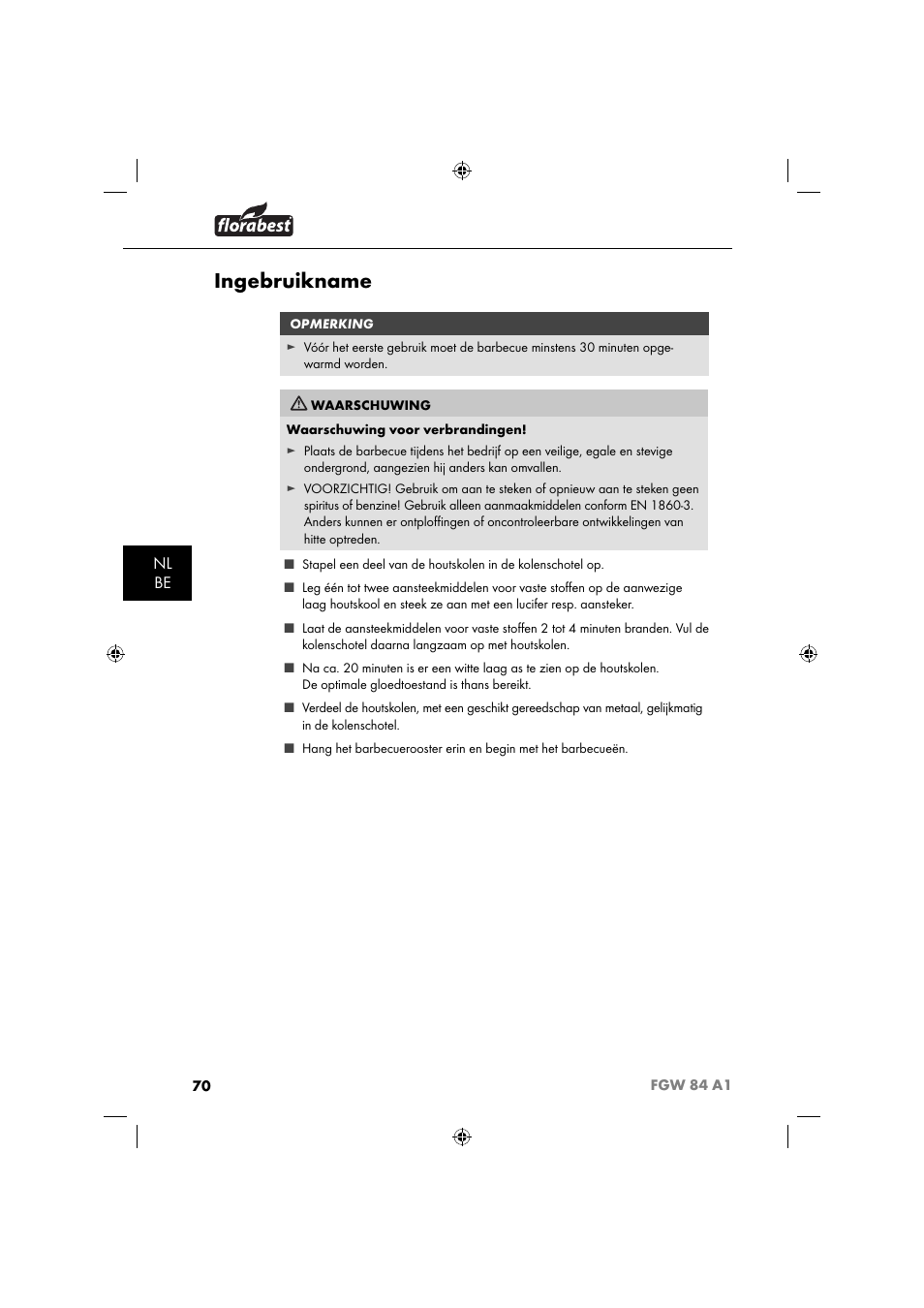 Ingebruikname, Nl be | Florabest FGW 84 A1 User Manual | Page 73 / 88