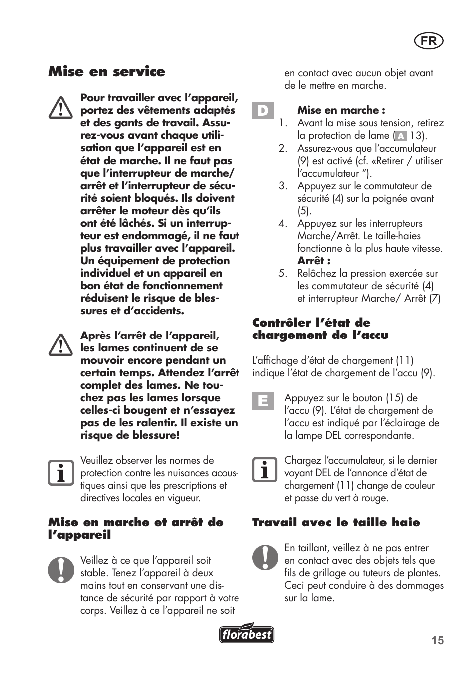 Mise en service | Florabest FAH 18 B2 User Manual | Page 15 / 58