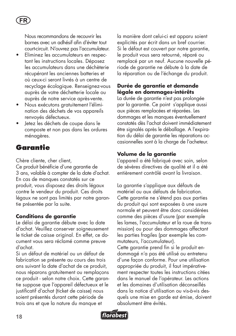 Garantie | Florabest FAH 18 B2 User Manual | Page 18 / 58