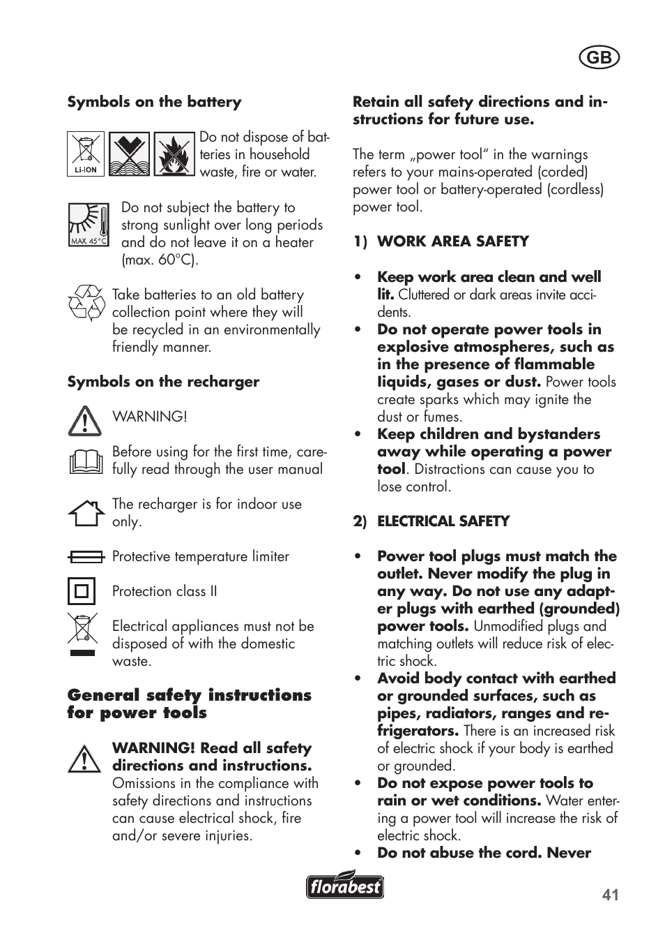 Florabest FAH 18 B2 User Manual | Page 41 / 58