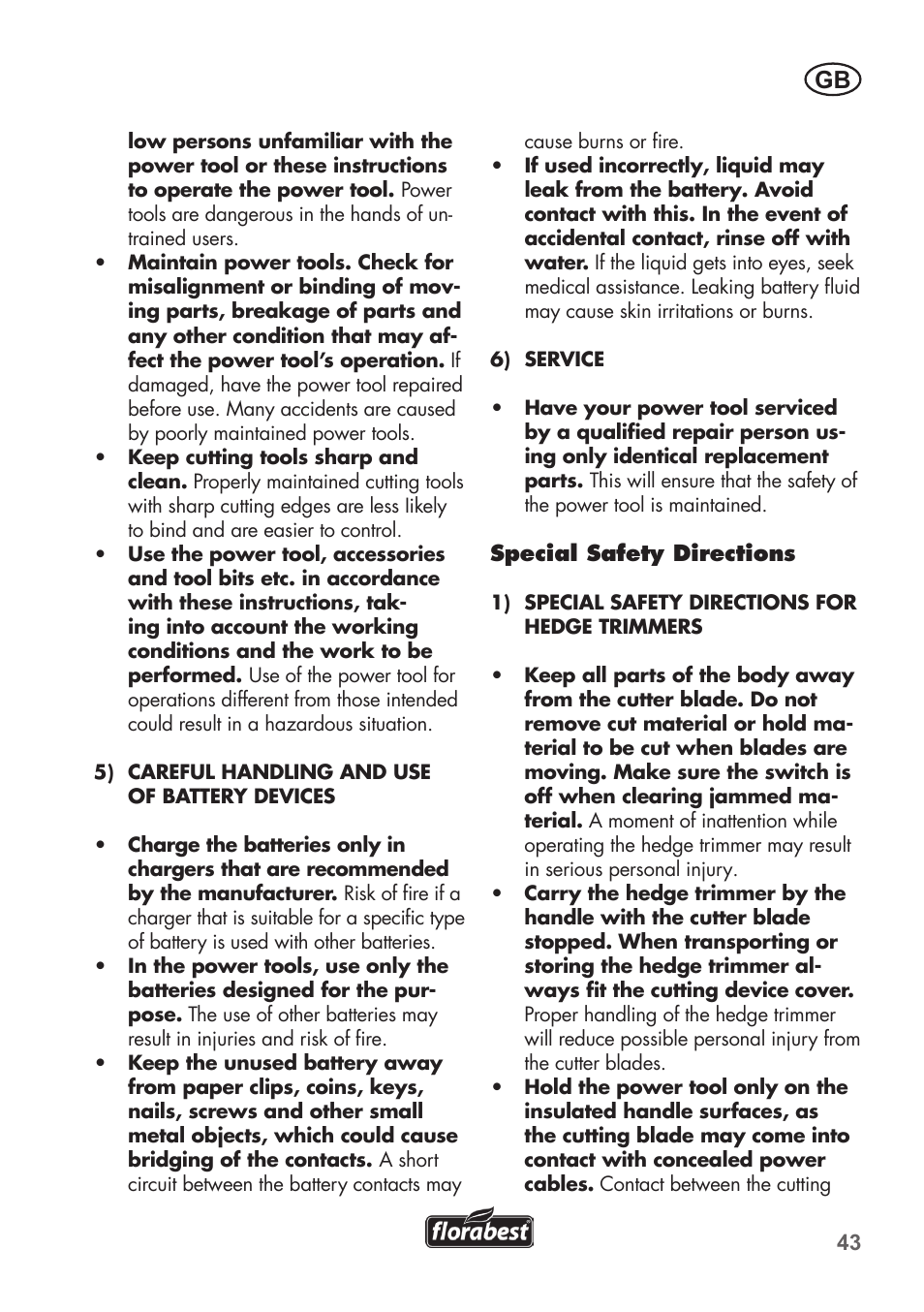 Florabest FAH 18 B2 User Manual | Page 43 / 58