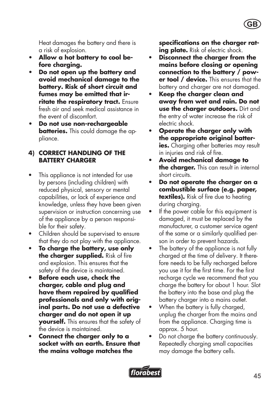 Florabest FAH 18 B2 User Manual | Page 45 / 58