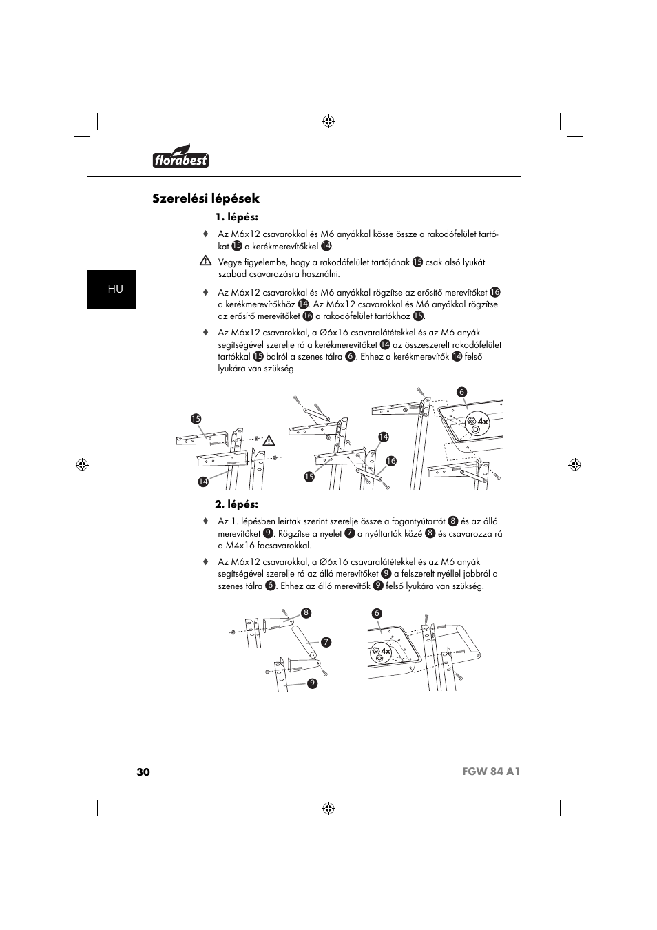 Szerelési lépések | Florabest FGW 84 A1 User Manual | Page 33 / 88