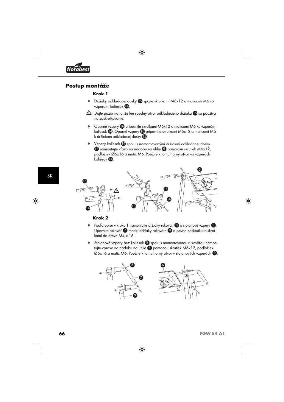 Postup montáže | Florabest FGW 84 A1 User Manual | Page 69 / 88
