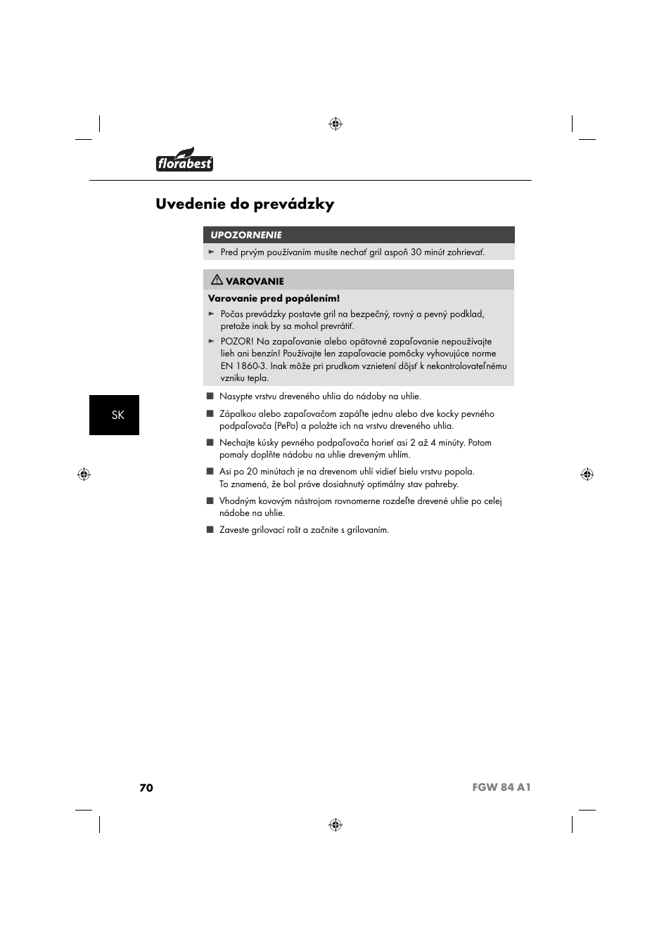 Uvedenie do prevádzky | Florabest FGW 84 A1 User Manual | Page 73 / 88