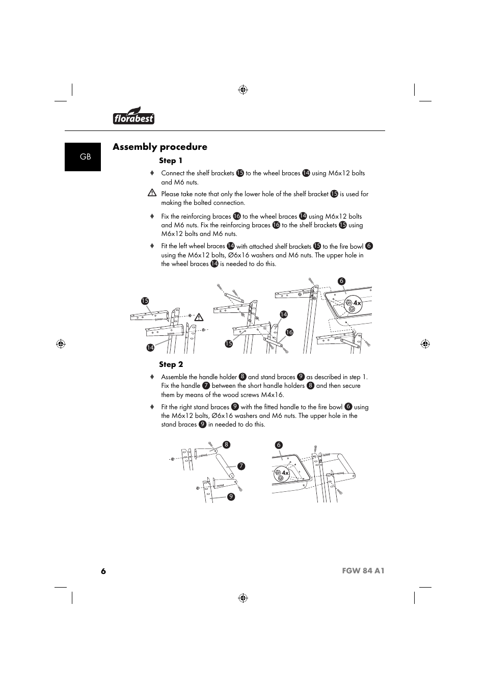 Assembly procedure | Florabest FGW 84 A1 User Manual | Page 9 / 88