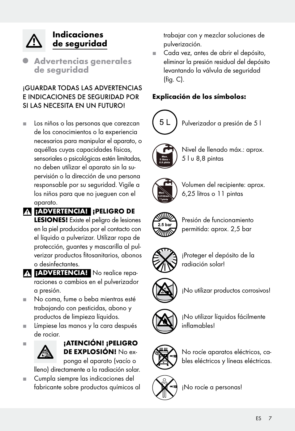 Indicaciones de seguridad, Advertencias generales de seguridad | Florabest Z31339 User Manual | Page 7 / 35