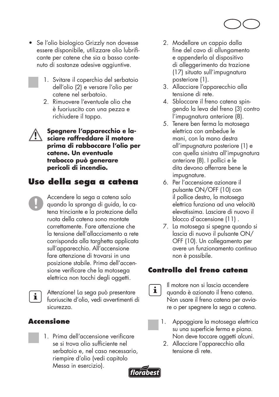 Uso della sega a catena, It mt | Florabest FKS 2200 D2 User Manual | Page 15 / 104