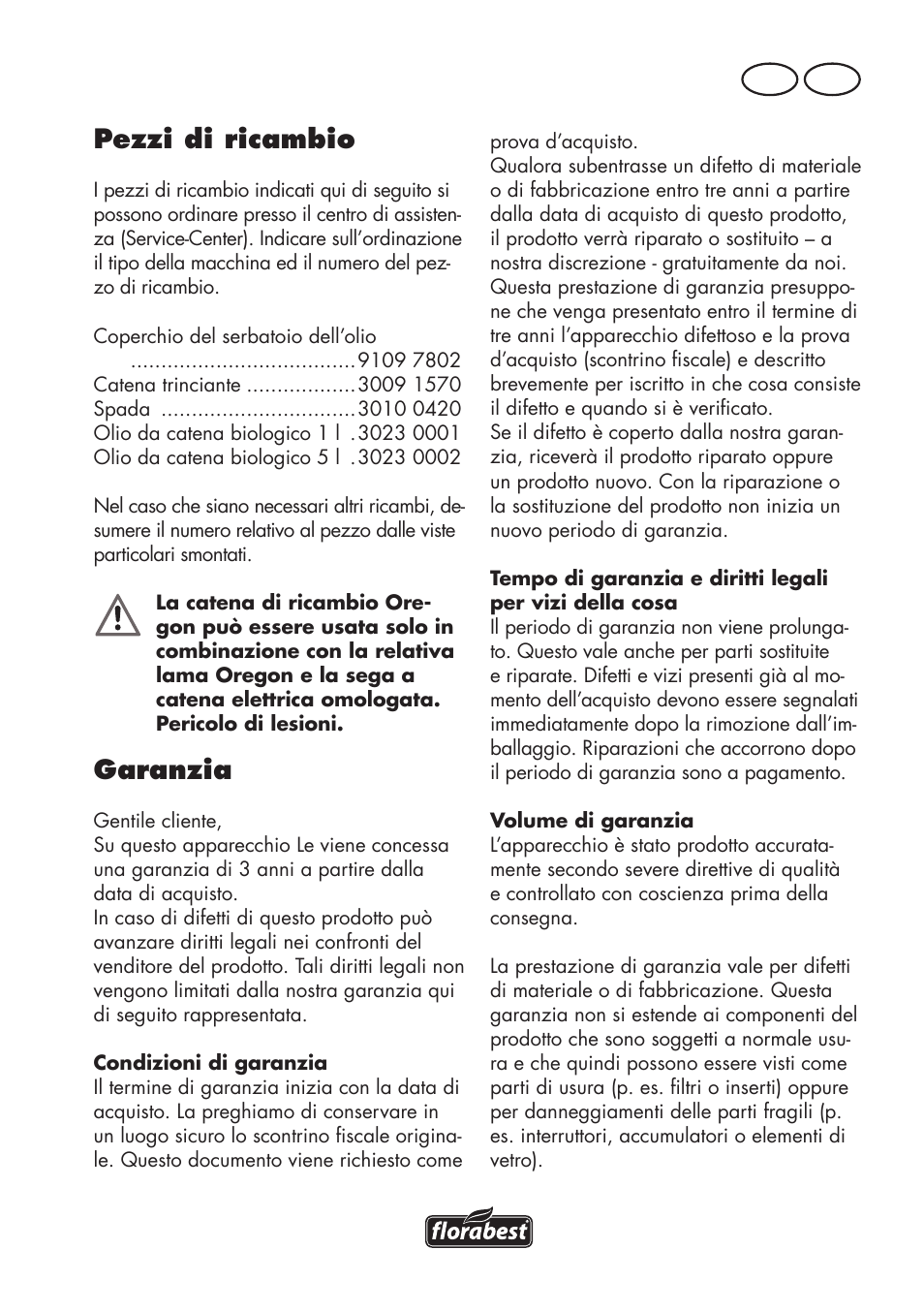 Pezzi di ricambio, Garanzia, It mt | Florabest FKS 2200 D2 User Manual | Page 25 / 104