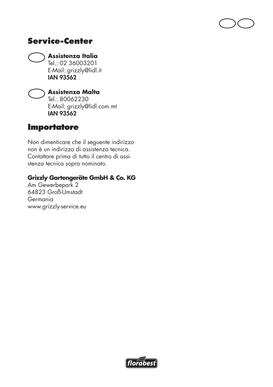 Service-center, Importatore, It mt | Florabest FKS 2200 D2 User Manual | Page 27 / 104