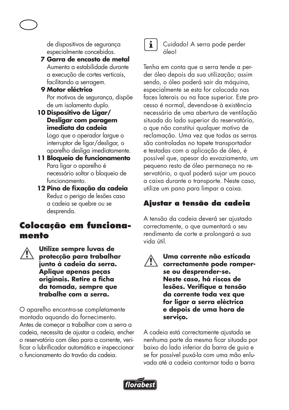 Colocação em funciona- mento | Florabest FKS 2200 D2 User Manual | Page 38 / 104