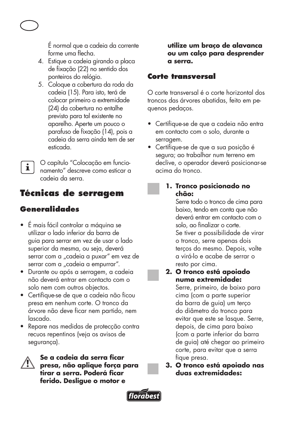Técnicas de serragem | Florabest FKS 2200 D2 User Manual | Page 42 / 104