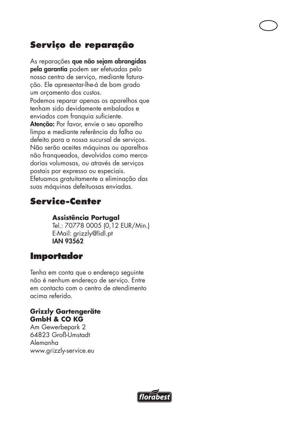 Serviço de reparação, Service-center, Importador | Florabest FKS 2200 D2 User Manual | Page 51 / 104