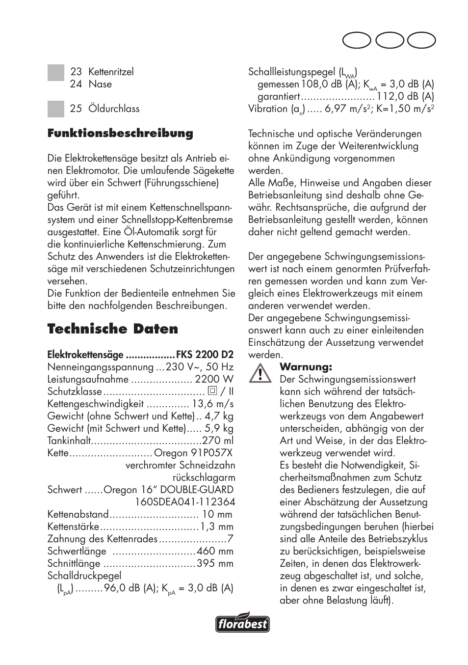 Technische daten, At ch de | Florabest FKS 2200 D2 User Manual | Page 77 / 104