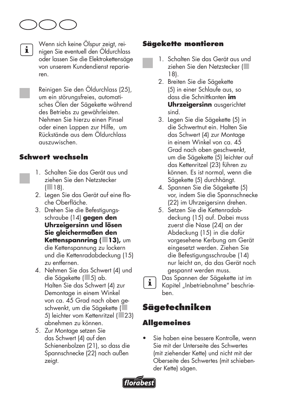 Sägetechniken, De at ch | Florabest FKS 2200 D2 User Manual | Page 88 / 104