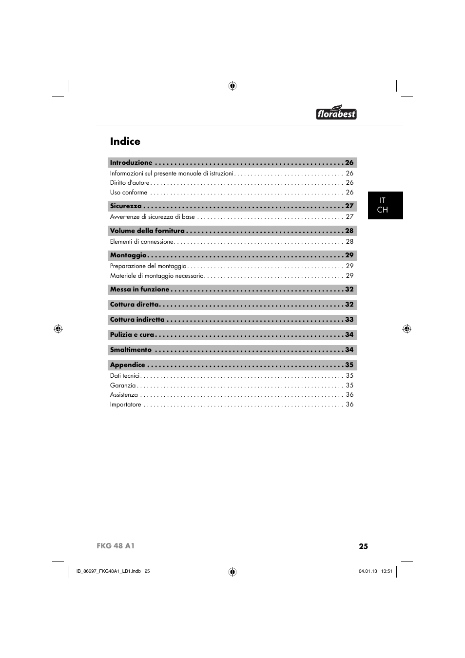 Indice, It ch | Florabest FKG 48 A1 User Manual | Page 28 / 52