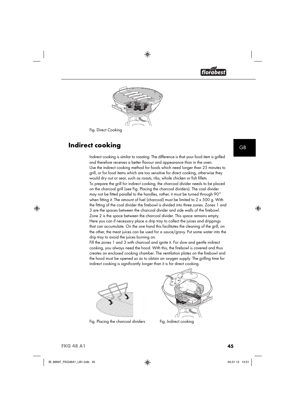 Indirect cooking | Florabest FKG 48 A1 User Manual | Page 48 / 52