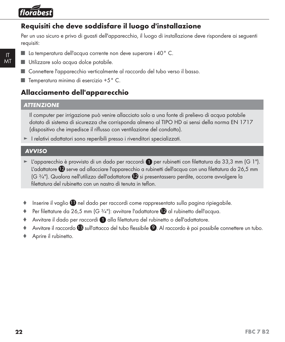 Allacciamento dell'apparecchio | Florabest FBC 7 B2 User Manual | Page 29 / 87