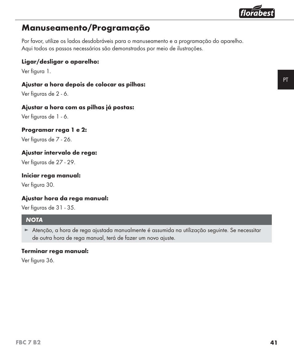 Manuseamento/programação | Florabest FBC 7 B2 User Manual | Page 48 / 87