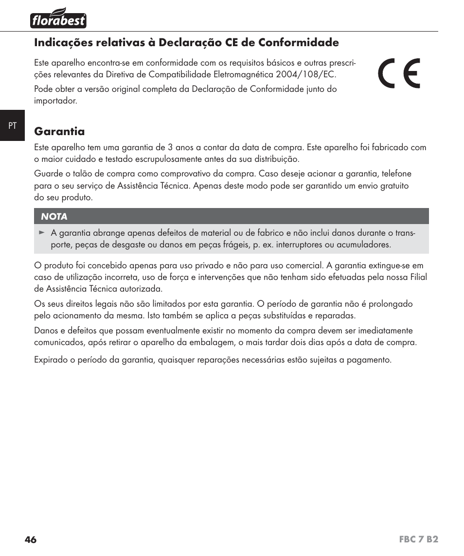 Garantia | Florabest FBC 7 B2 User Manual | Page 53 / 87