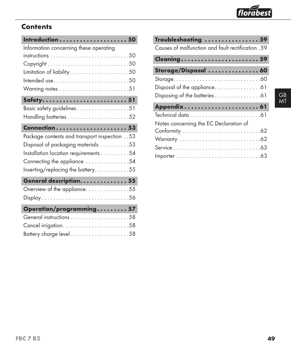 Florabest FBC 7 B2 User Manual | Page 56 / 87