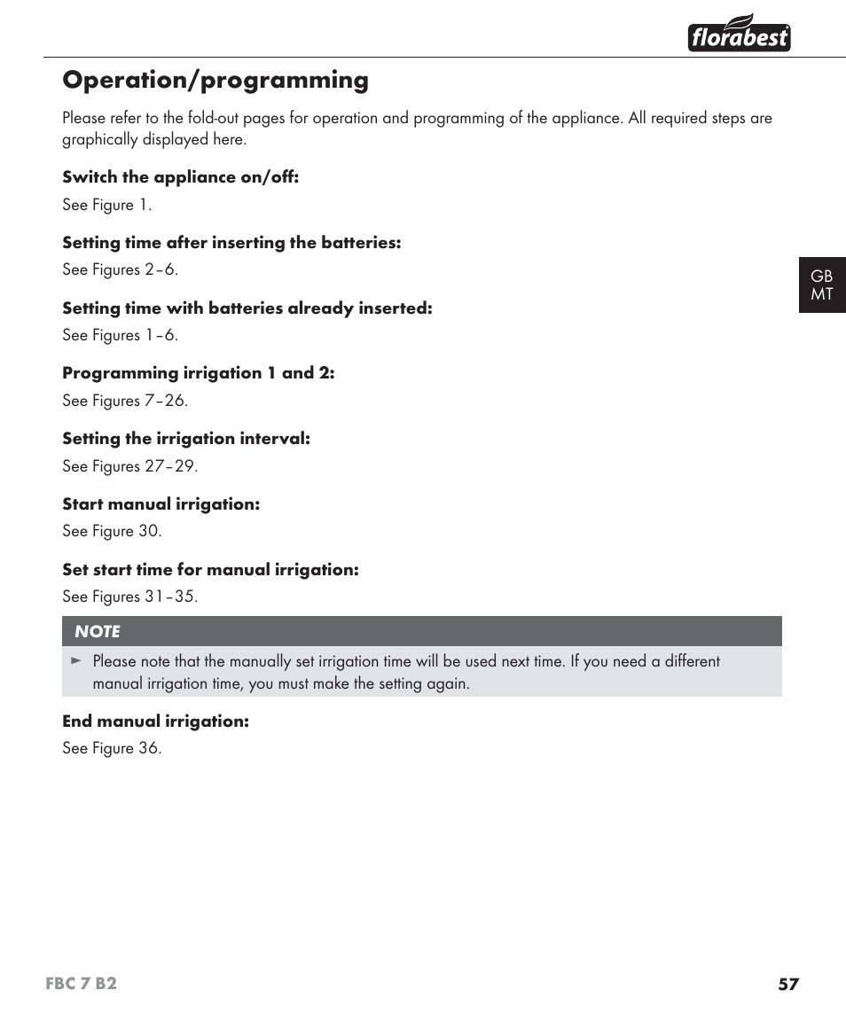 Operation/programming | Florabest FBC 7 B2 User Manual | Page 64 / 87