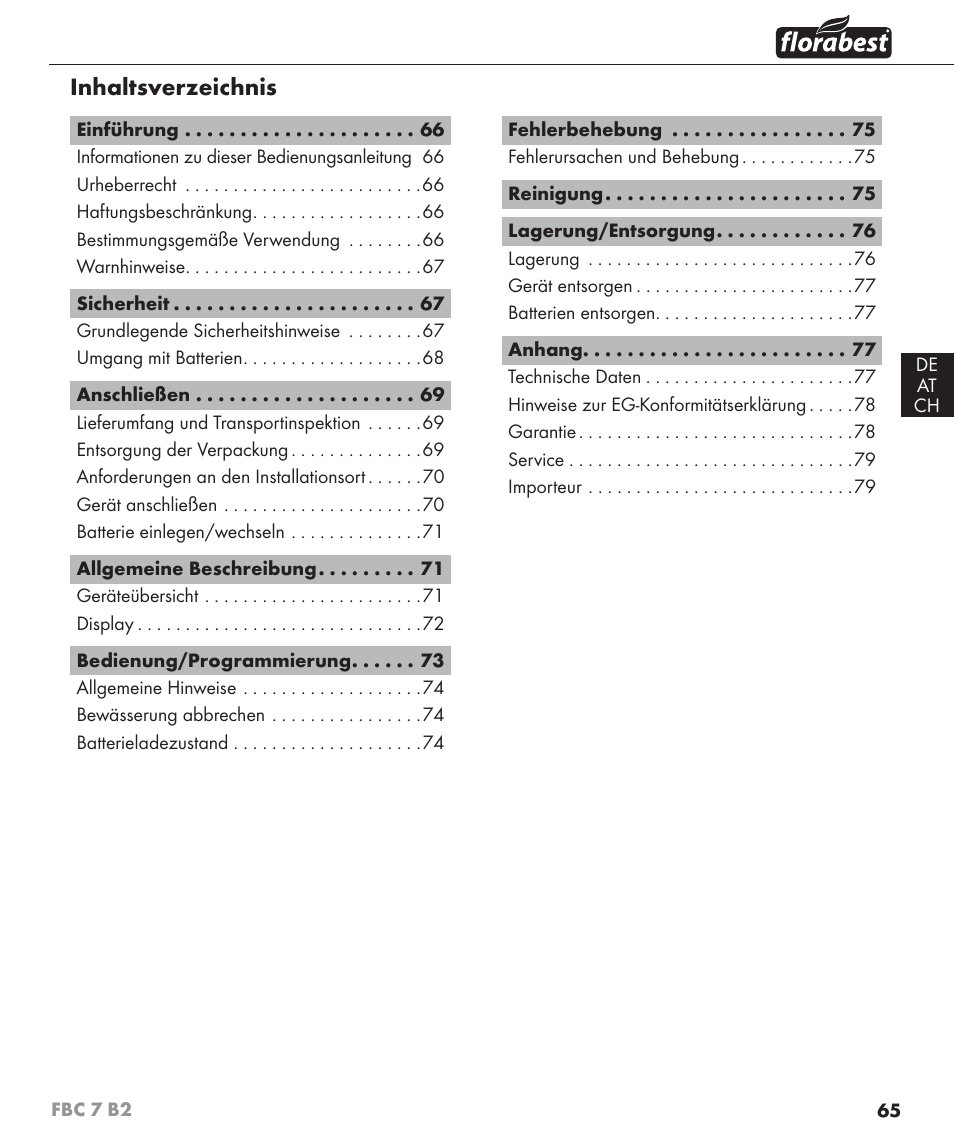 Florabest FBC 7 B2 User Manual | Page 72 / 87