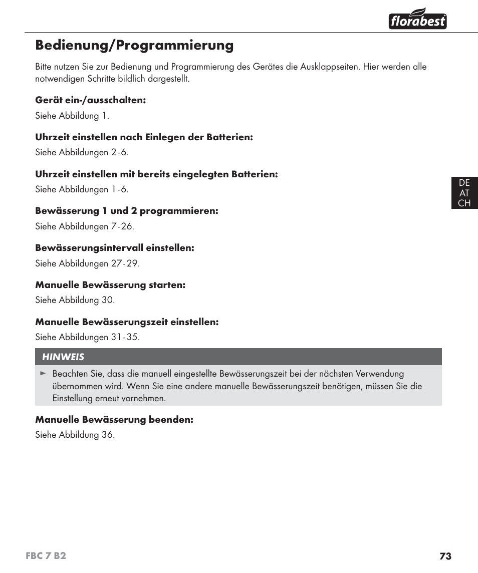 Bedienung/programmierung | Florabest FBC 7 B2 User Manual | Page 80 / 87