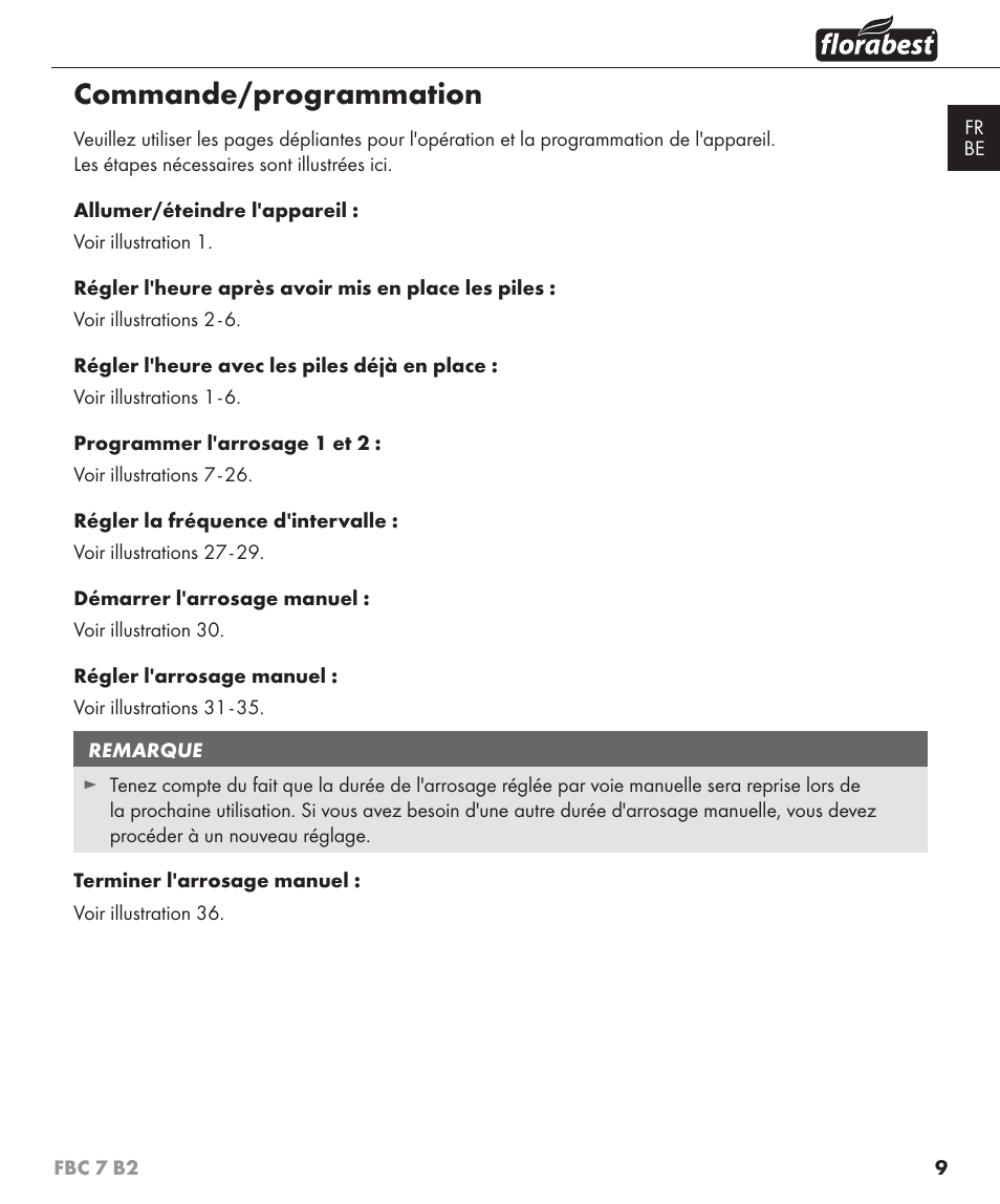 Commande/programmation | Florabest FBC 7 B2 User Manual | Page 16 / 55