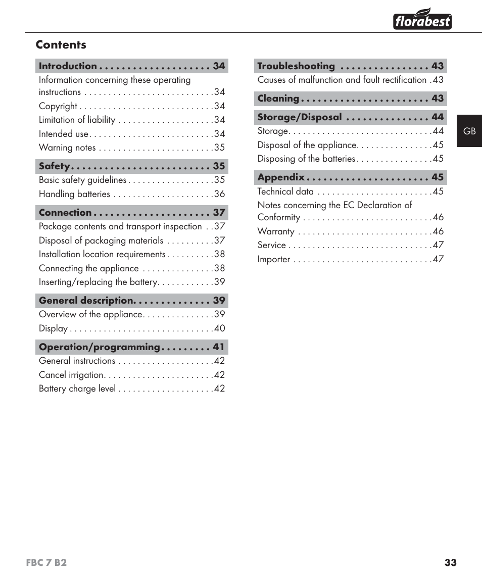 Florabest FBC 7 B2 User Manual | Page 40 / 55