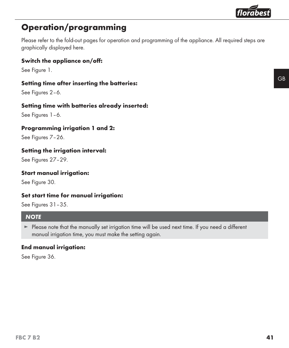 Operation/programming | Florabest FBC 7 B2 User Manual | Page 48 / 55