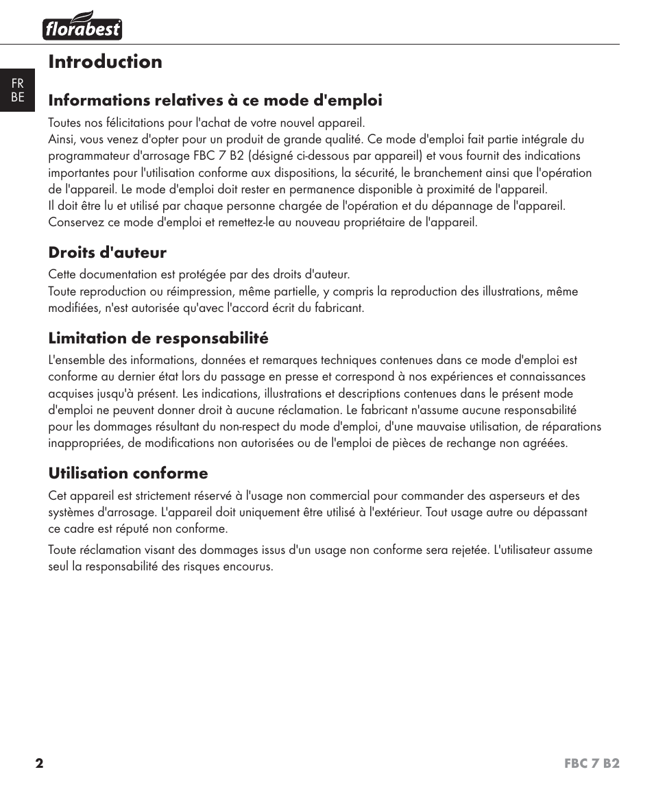 Introduction | Florabest FBC 7 B2 User Manual | Page 9 / 55