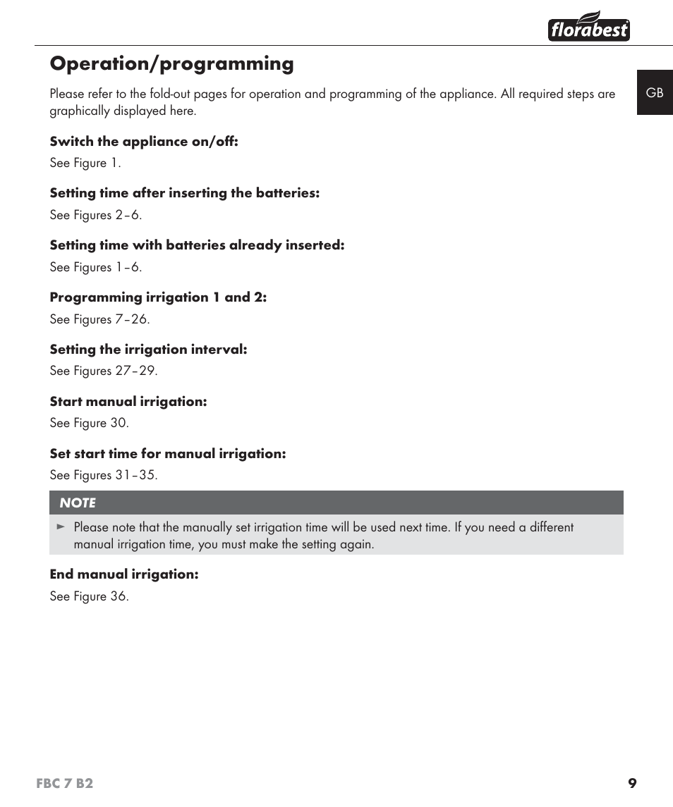 Operation/programming | Florabest FBC 7 B2 User Manual | Page 16 / 103
