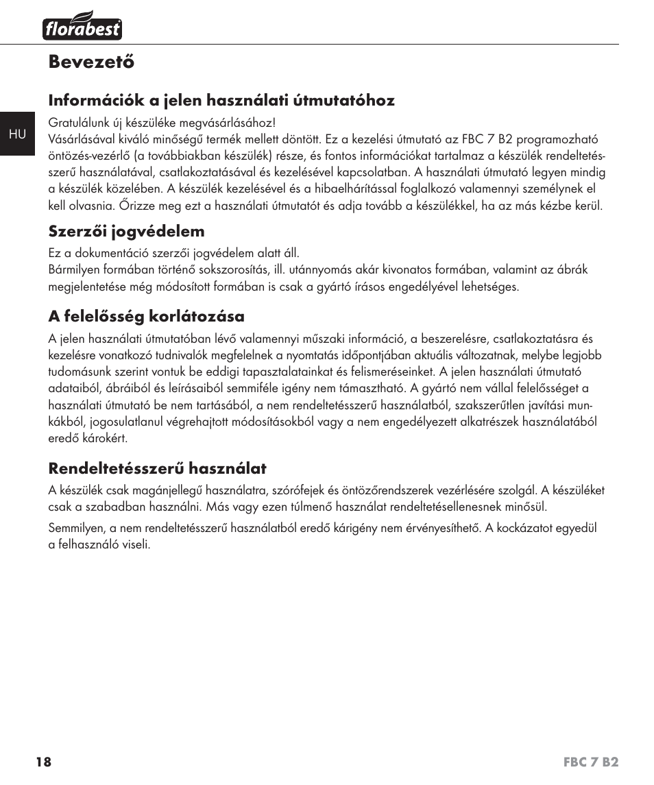 Bevezető | Florabest FBC 7 B2 User Manual | Page 25 / 103