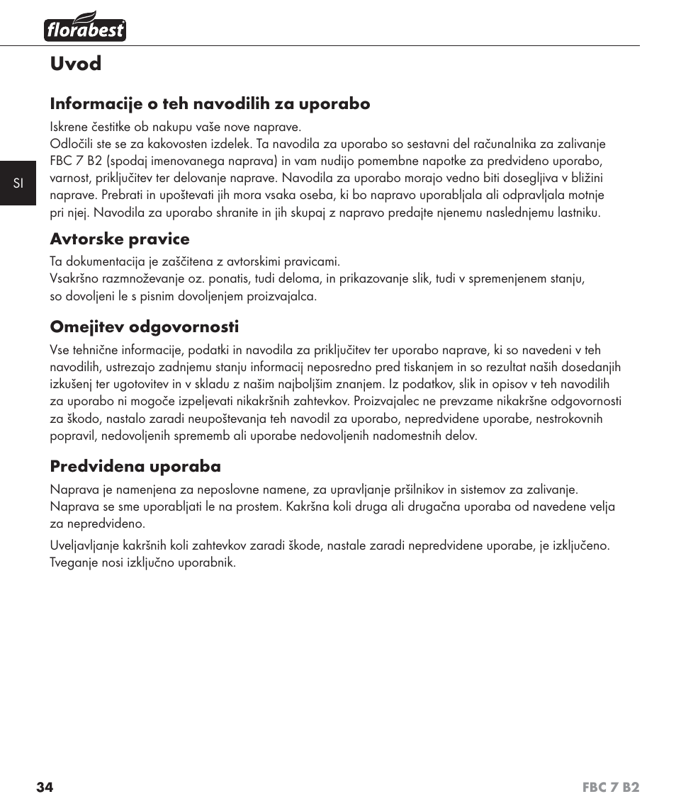 Uvod | Florabest FBC 7 B2 User Manual | Page 41 / 103